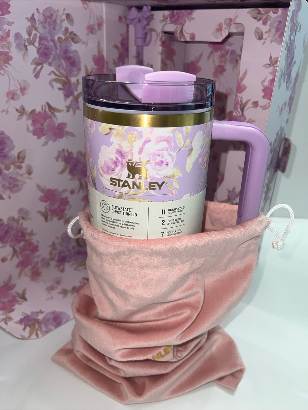 Limited Edition Stanley X LoveShackFancy in Happy Thoughts Pink Floral Pattern - Picture 8 of 10